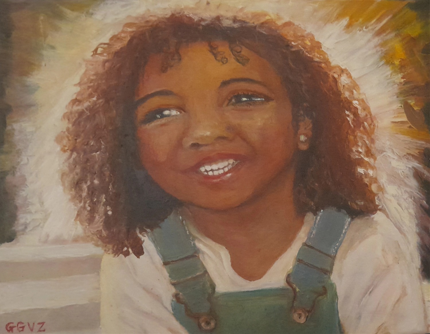 Child with perseverance original painting by South African artist Glodina Van Zyl